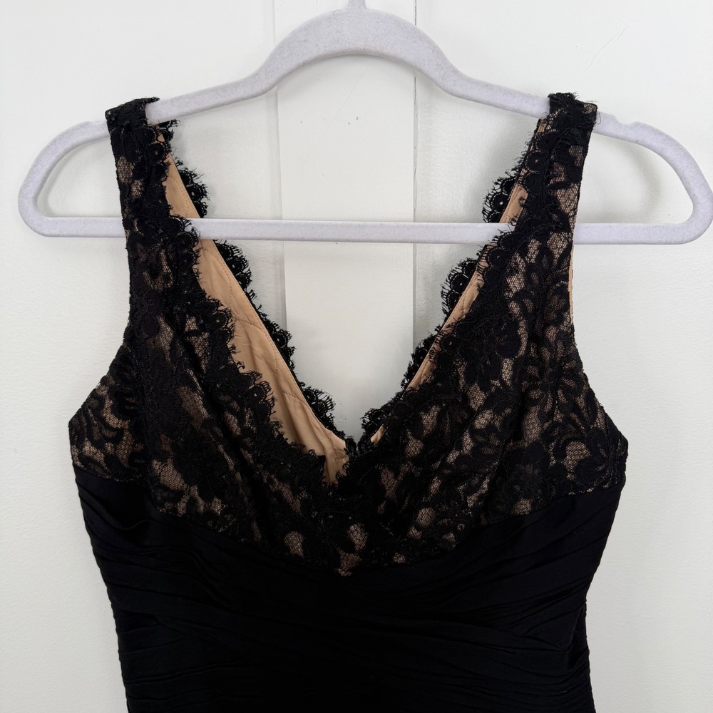 VTG Ann Klein Black Sleeveless Dress Lace Silk Cocktail Wedding Guest LBD Size 6 - Picture 2 of 12